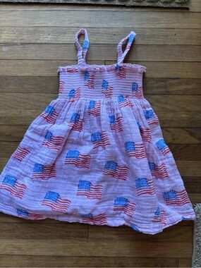 Angel Dear Pink Patriotic Flag Print Sundress